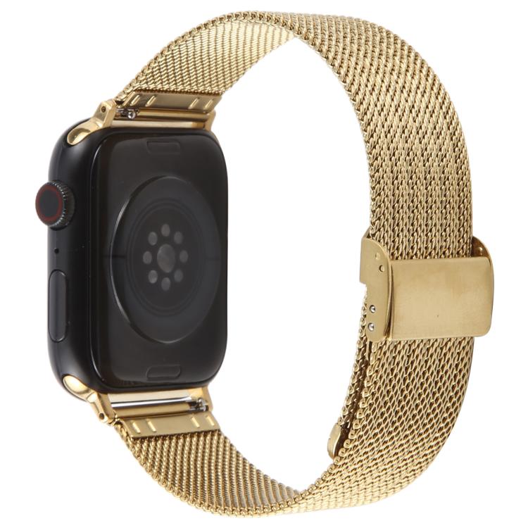 For Apple Watch 46mm / 49mm / 45mm / 44mm Integrated Buckle Embossed Thick Milanese Metal Watch Band