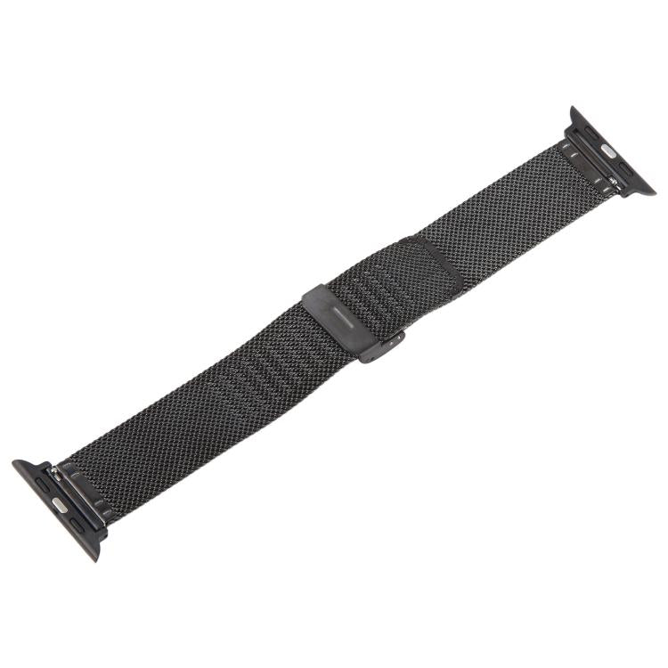 For Apple Watch 46mm / 49mm / 45mm / 44mm Integrated Buckle Embossed Thick Milanese Metal Watch Band