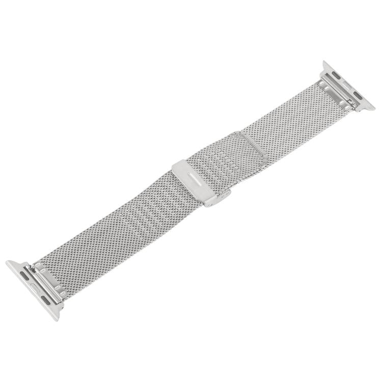 For Apple Watch 46mm / 49mm / 45mm / 44mm Integrated Buckle Embossed Thick Milanese Metal Watch Band