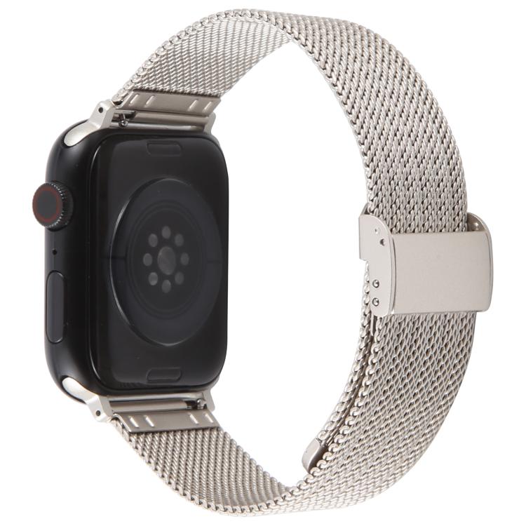 For Apple Watch 42mm / 41mm / 40mm / 38mm Integrated Buckle Embossed Thick Milanese Metal Watch Band
