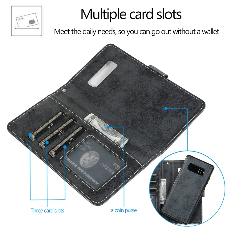 For Samsung Galaxy Note8 Retro 2 in 1 Detachable Magnetic Horizontal Flip TPU + PU Leather Case with Holder & Card Slots & Photo Frame & Wallet