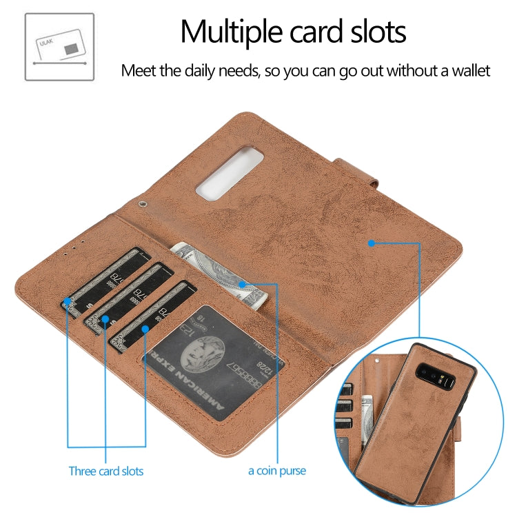 For Samsung Galaxy Note8 Retro 2 in 1 Detachable Magnetic Horizontal Flip TPU + PU Leather Case with Holder & Card Slots & Photo Frame & Wallet