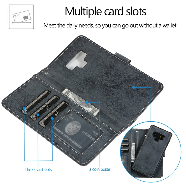 For Samsung Galaxy Note9 Retro 2 in 1 Detachable Magnetic Horizontal Flip TPU + PU Leather Case with Holder & Card Slots & Photo Frame & Wallet