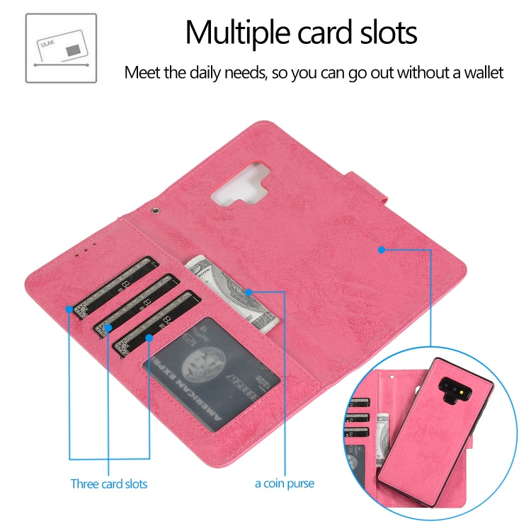 For Samsung Galaxy Note9 Retro 2 in 1 Detachable Magnetic Horizontal Flip TPU + PU Leather Case with Holder & Card Slots & Photo Frame & Wallet