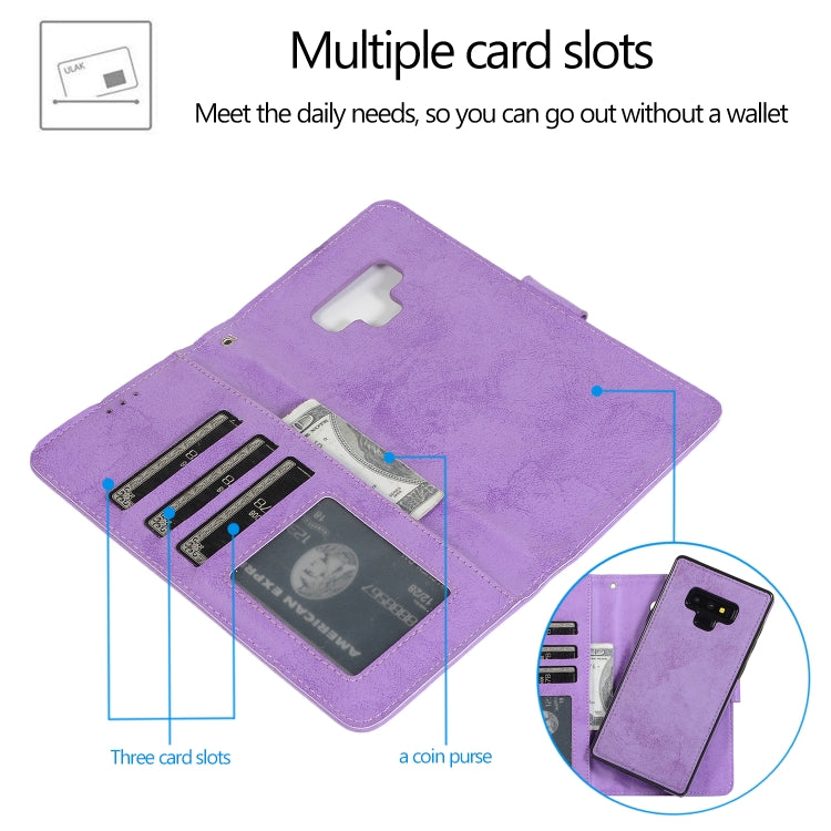 For Samsung Galaxy Note9 Retro 2 in 1 Detachable Magnetic Horizontal Flip TPU + PU Leather Case with Holder & Card Slots & Photo Frame & Wallet