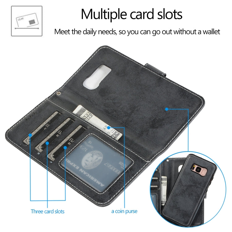 For Samsung Galaxy S8 Retro 2 in 1 Detachable Magnetic Horizontal Flip TPU + PU Leather Case with Holder & Card Slots & Photo Frame & Wallet