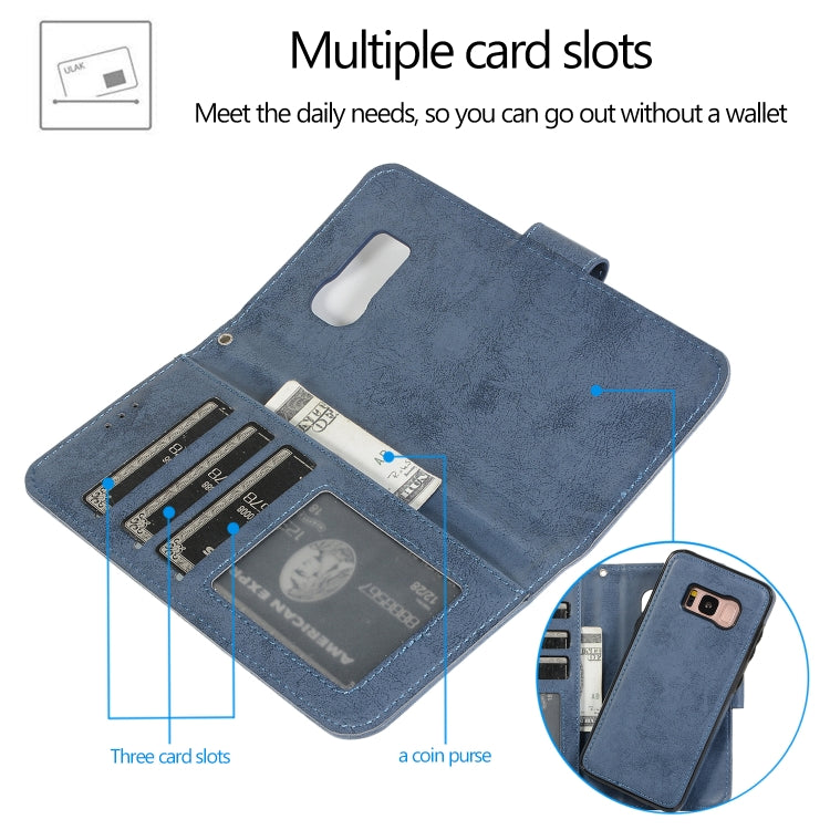 For Samsung Galaxy S8 Retro 2 in 1 Detachable Magnetic Horizontal Flip TPU + PU Leather Case with Holder & Card Slots & Photo Frame & Wallet