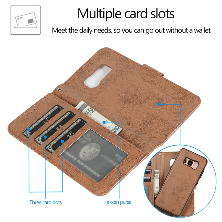 For Samsung Galaxy S8 Retro 2 in 1 Detachable Magnetic Horizontal Flip TPU + PU Leather Case with Holder & Card Slots & Photo Frame & Wallet