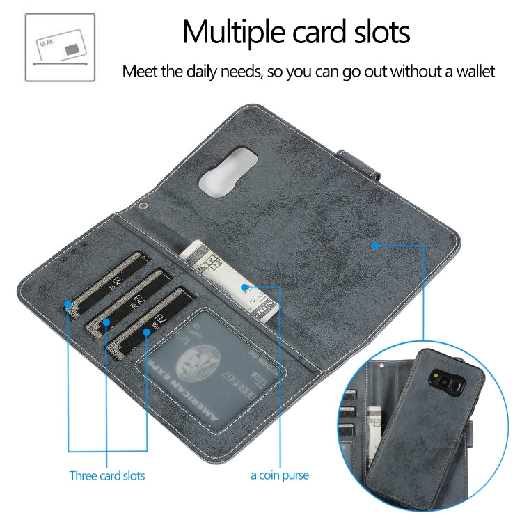 For Samsung Galaxy S8+ Retro 2 in 1 Detachable Magnetic Horizontal Flip TPU + PU Leather Case with Holder & Card Slots & Photo Frame & Wallet