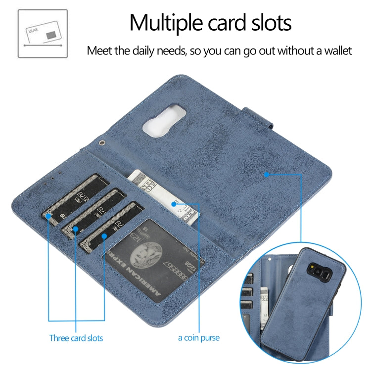 For Samsung Galaxy S8+ Retro 2 in 1 Detachable Magnetic Horizontal Flip TPU + PU Leather Case with Holder & Card Slots & Photo Frame & Wallet
