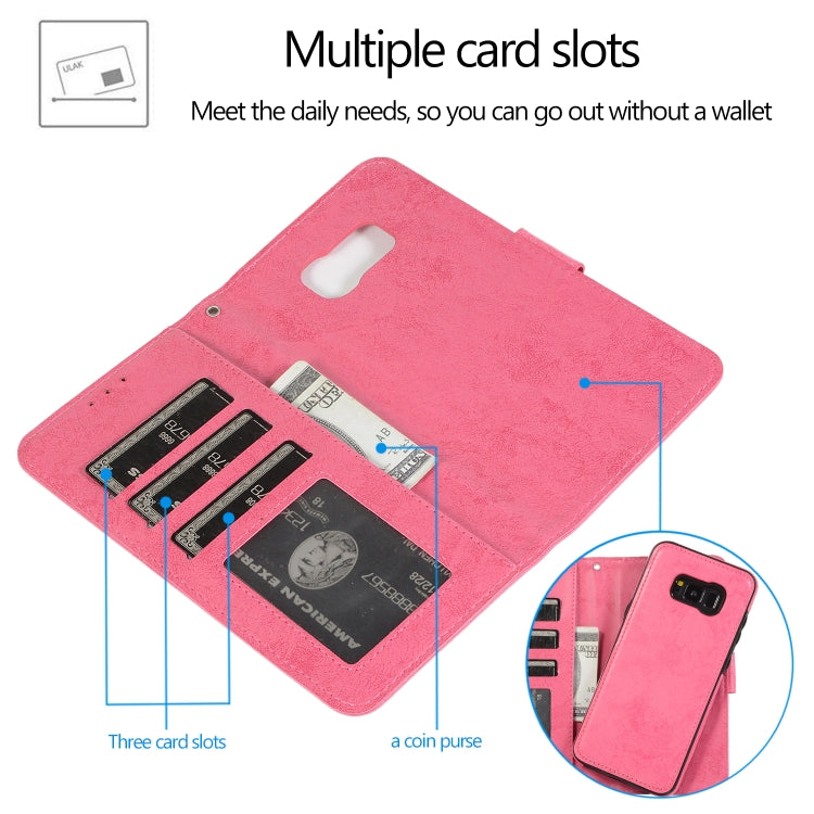 For Samsung Galaxy S8+ Retro 2 in 1 Detachable Magnetic Horizontal Flip TPU + PU Leather Case with Holder & Card Slots & Photo Frame & Wallet