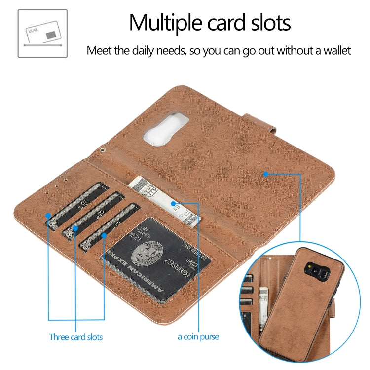 For Samsung Galaxy S8+ Retro 2 in 1 Detachable Magnetic Horizontal Flip TPU + PU Leather Case with Holder & Card Slots & Photo Frame & Wallet