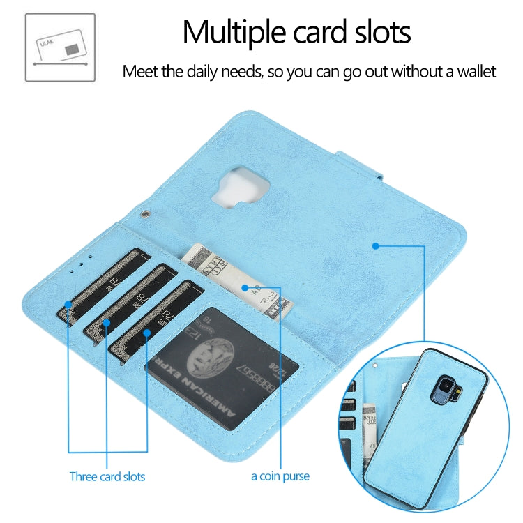 For Samsung Galaxy S9 Retro 2 in 1 Detachable Magnetic Horizontal Flip TPU + PU Leather Case with Holder & Card Slots & Photo Frame & Wallet