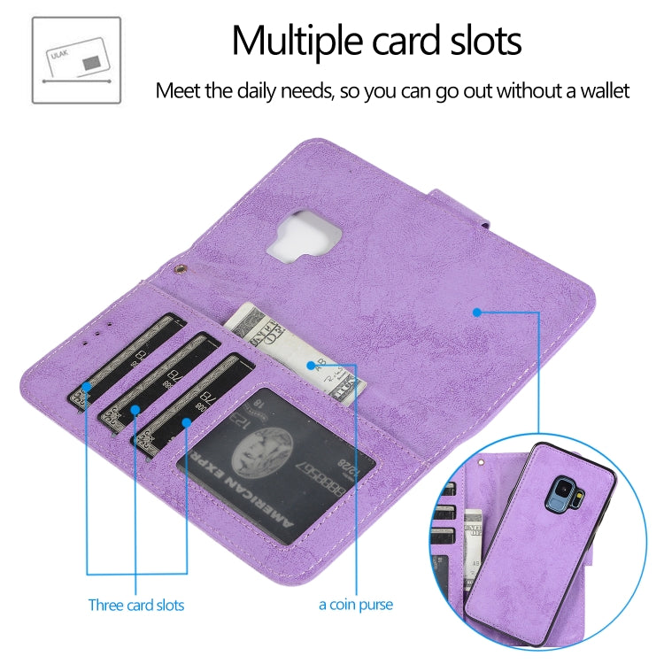 For Samsung Galaxy S9 Retro 2 in 1 Detachable Magnetic Horizontal Flip TPU + PU Leather Case with Holder & Card Slots & Photo Frame & Wallet