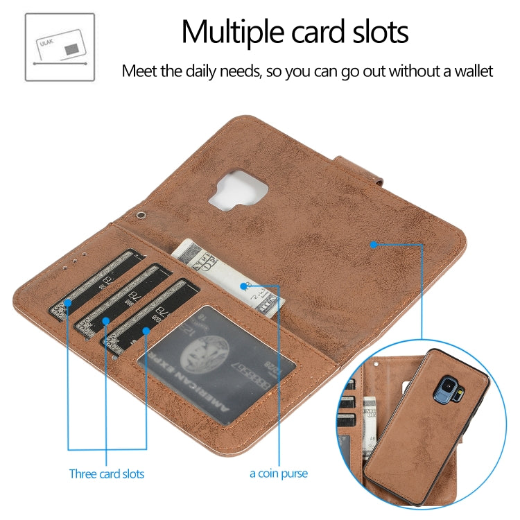 For Samsung Galaxy S9 Retro 2 in 1 Detachable Magnetic Horizontal Flip TPU + PU Leather Case with Holder & Card Slots & Photo Frame & Wallet
