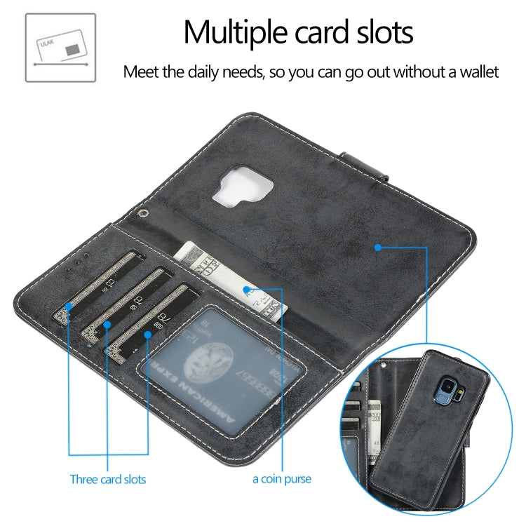 For Samsung Galaxy S9+ Retro 2 in 1 Detachable Magnetic Horizontal Flip TPU + PU Leather Case with Holder & Card Slots & Photo Frame & Wallet