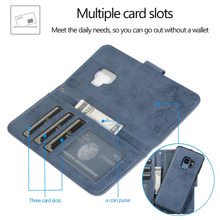 For Samsung Galaxy S9+ Retro 2 in 1 Detachable Magnetic Horizontal Flip TPU + PU Leather Case with Holder & Card Slots & Photo Frame & Wallet