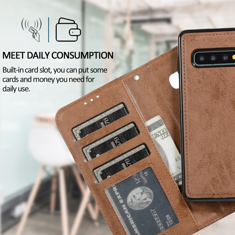 For Samsung Galaxy S10 Retro 2 in 1 Detachable Magnetic Horizontal Flip TPU + PU Leather Case with Holder & Card Slots & Photo Frame & Wallet