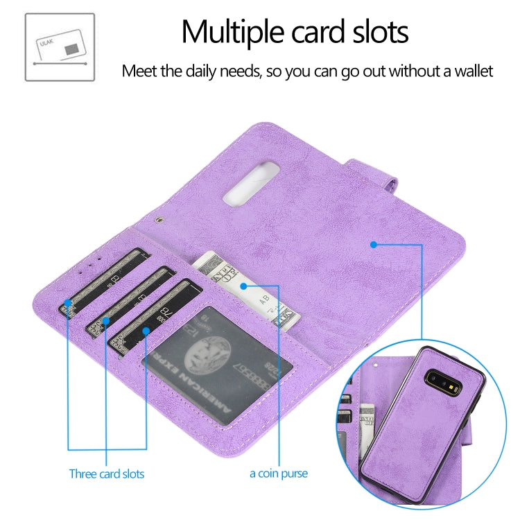 For Samsung Galaxy S10e Retro 2 in 1 Detachable Magnetic Horizontal Flip TPU + PU Leather Case with Holder & Card Slots & Photo Frame & Wallet