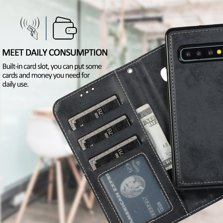 For Samsung Galaxy S10+ Retro 2 in 1 Detachable Magnetic Horizontal Flip TPU + PU Leather Case with Holder & Card Slots & Photo Frame & Wallet