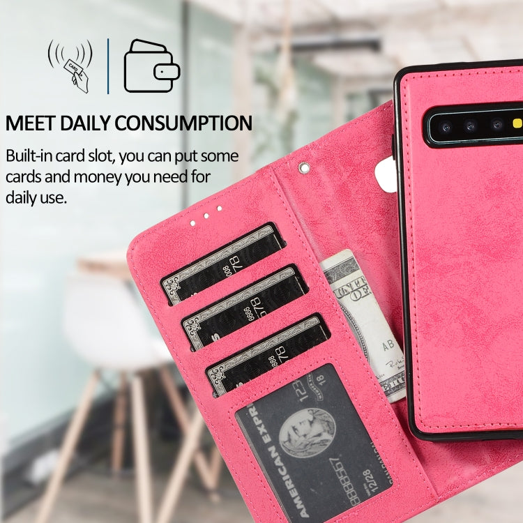 For Samsung Galaxy S10+ Retro 2 in 1 Detachable Magnetic Horizontal Flip TPU + PU Leather Case with Holder & Card Slots & Photo Frame & Wallet