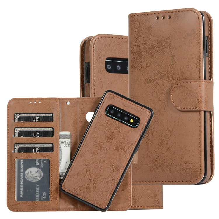 For Samsung Galaxy S10+ Retro 2 in 1 Detachable Magnetic Horizontal Flip TPU + PU Leather Case with Holder & Card Slots & Photo Frame & Wallet
