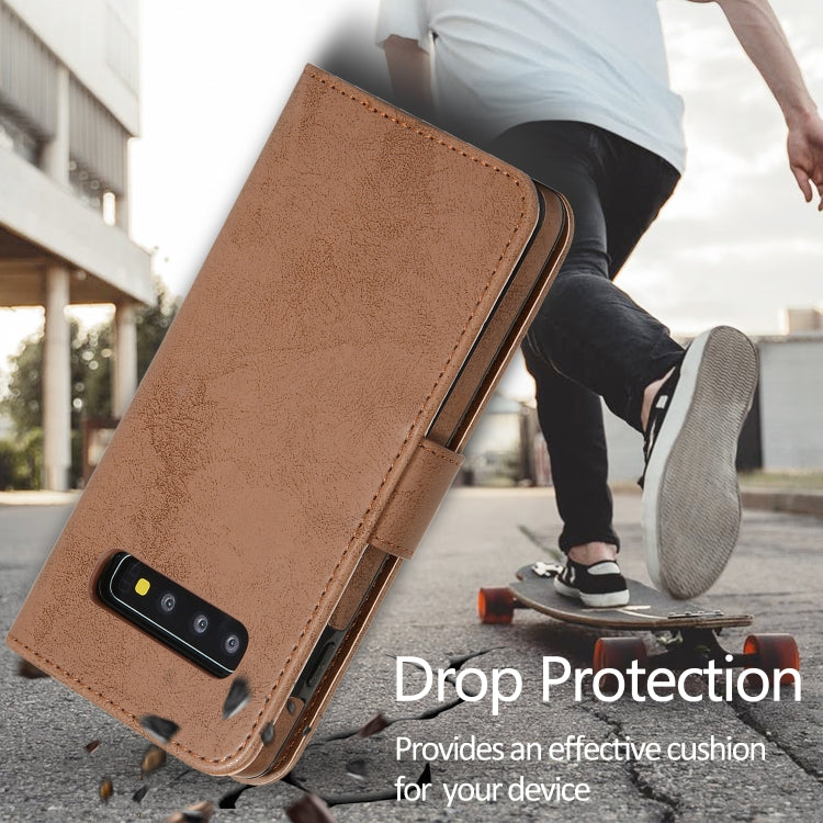 For Samsung Galaxy S10+ Retro 2 in 1 Detachable Magnetic Horizontal Flip TPU + PU Leather Case with Holder & Card Slots & Photo Frame & Wallet