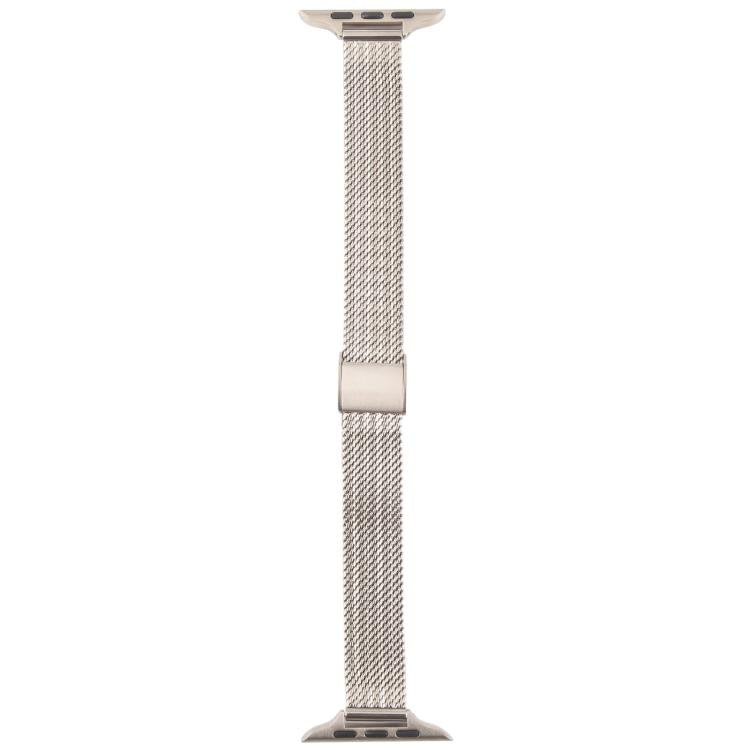 For Apple Watch 46mm / 49mm / 45mm / 44mm Integrated Buckle Embossed Slim Milanese Metal Watch Band