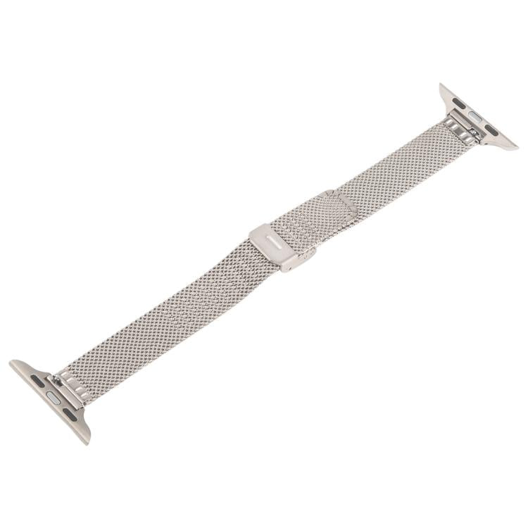 For Apple Watch 46mm / 49mm / 45mm / 44mm Integrated Buckle Embossed Slim Milanese Metal Watch Band