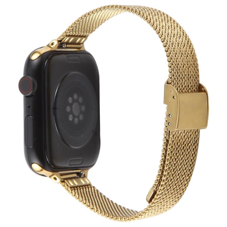For Apple Watch 46mm / 49mm / 45mm / 44mm Integrated Buckle Embossed Slim Milanese Metal Watch Band