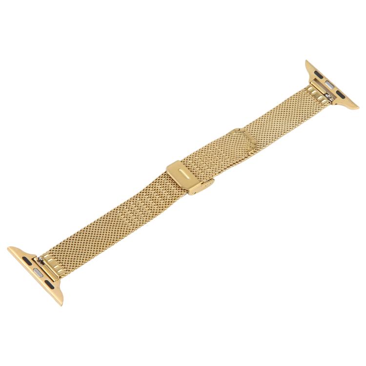 For Apple Watch 46mm / 49mm / 45mm / 44mm Integrated Buckle Embossed Slim Milanese Metal Watch Band