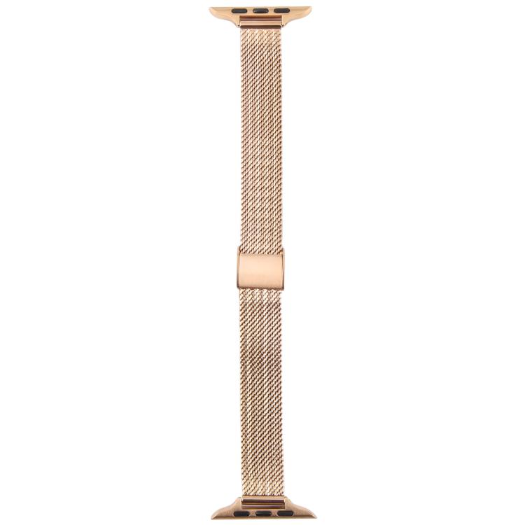 For Apple Watch 46mm / 49mm / 45mm / 44mm Integrated Buckle Embossed Slim Milanese Metal Watch Band