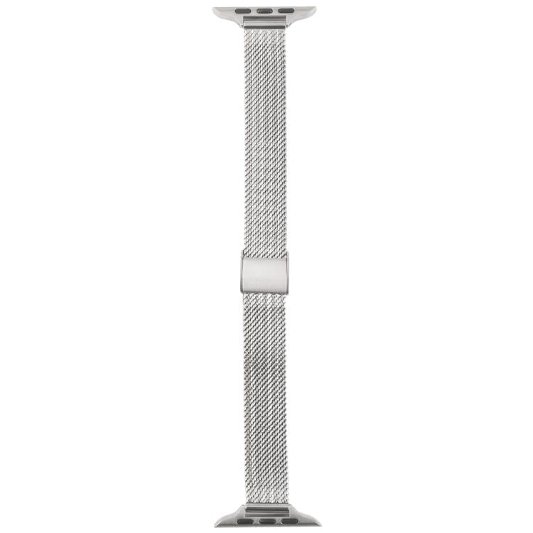 For Apple Watch 46mm / 49mm / 45mm / 44mm Integrated Buckle Embossed Slim Milanese Metal Watch Band