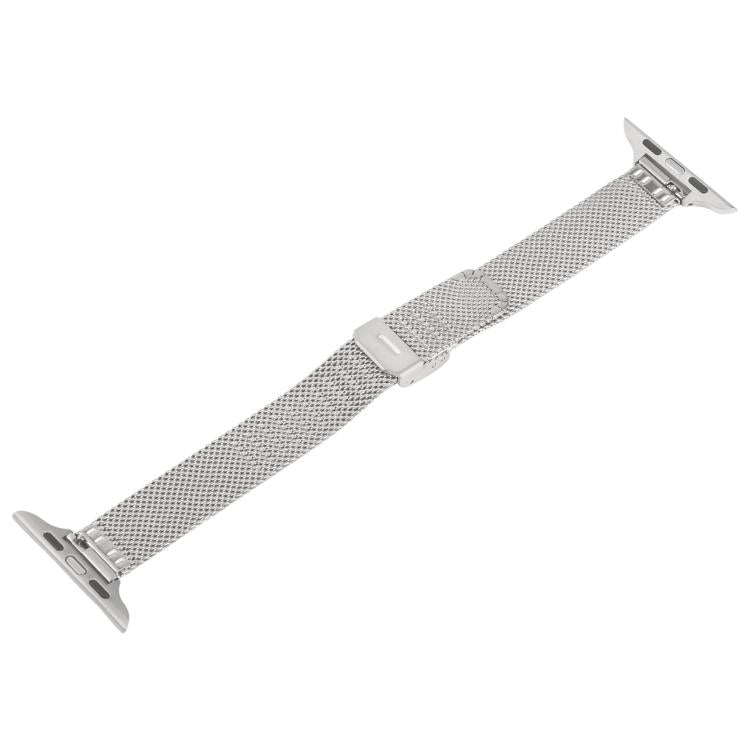 For Apple Watch 46mm / 49mm / 45mm / 44mm Integrated Buckle Embossed Slim Milanese Metal Watch Band