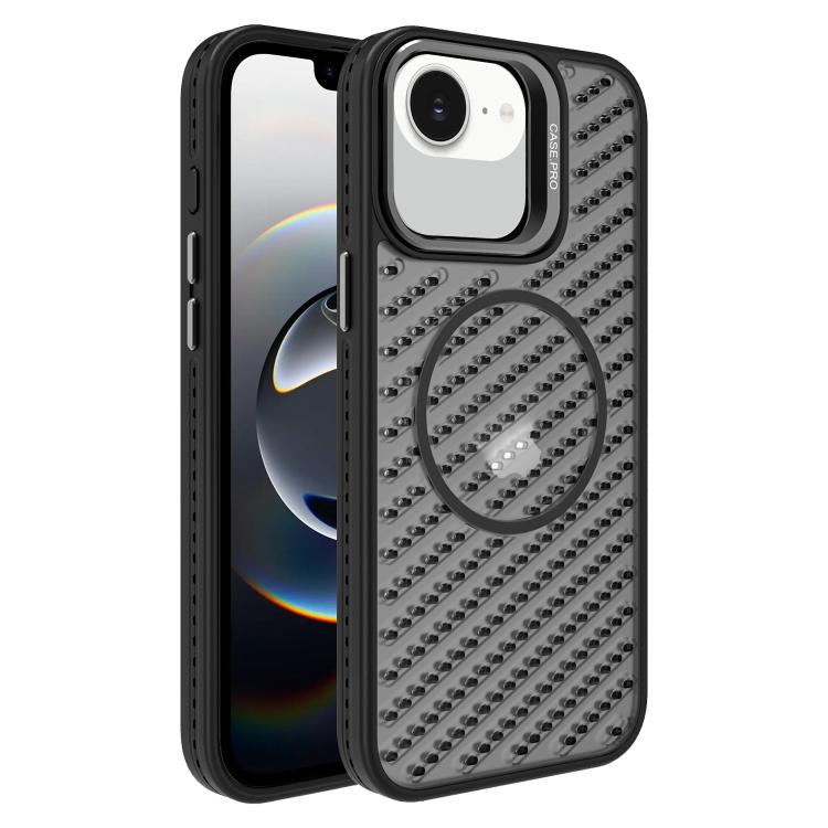 For iPhone 17e / 16e O-Shape Hollow Cooling Lens Holder MagSafe Phone Case