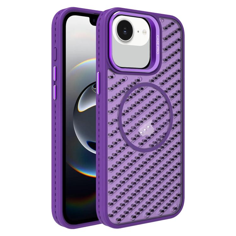 For iPhone 17e / 16e O-Shape Hollow Cooling Lens Holder MagSafe Phone Case