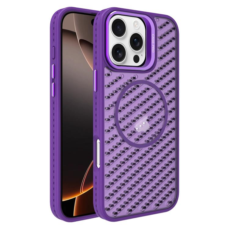 For iPhone 16 Pro Max O-Shape Hollow Cooling Lens Holder MagSafe Phone Case