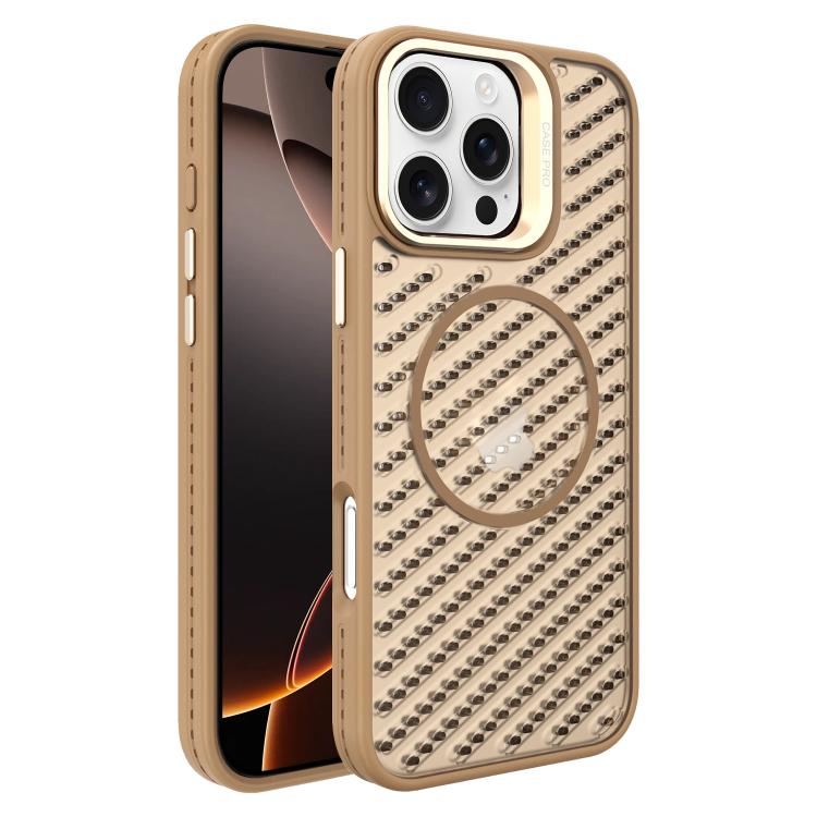 For iPhone 16 Pro Max O-Shape Hollow Cooling Lens Holder MagSafe Phone Case