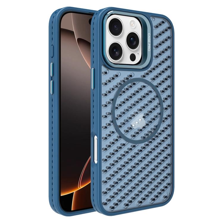 For iPhone 16 Pro Max O-Shape Hollow Cooling Lens Holder MagSafe Phone Case