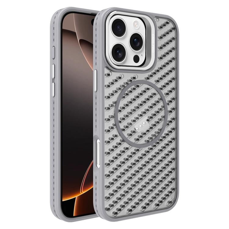 For iPhone 16 Pro O-Shape Hollow Cooling Lens Holder MagSafe Phone Case