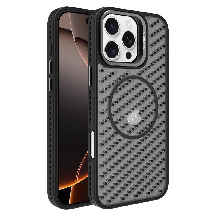 For iPhone 16 Pro O-Shape Hollow Cooling Lens Holder MagSafe Phone Case