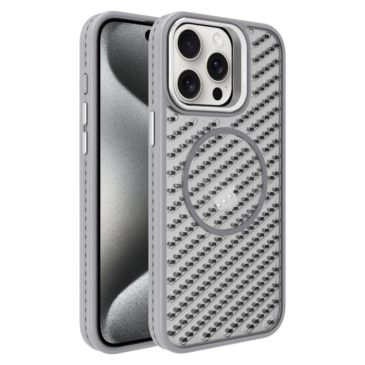 For iPhone 15 Pro Max O-Shape Hollow Cooling Lens Holder MagSafe Phone Case