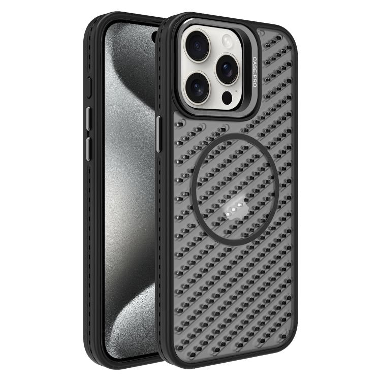For iPhone 15 Pro Max O-Shape Hollow Cooling Lens Holder MagSafe Phone Case