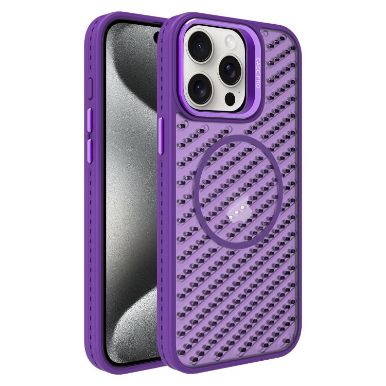 For iPhone 15 Pro Max O-Shape Hollow Cooling Lens Holder MagSafe Phone Case