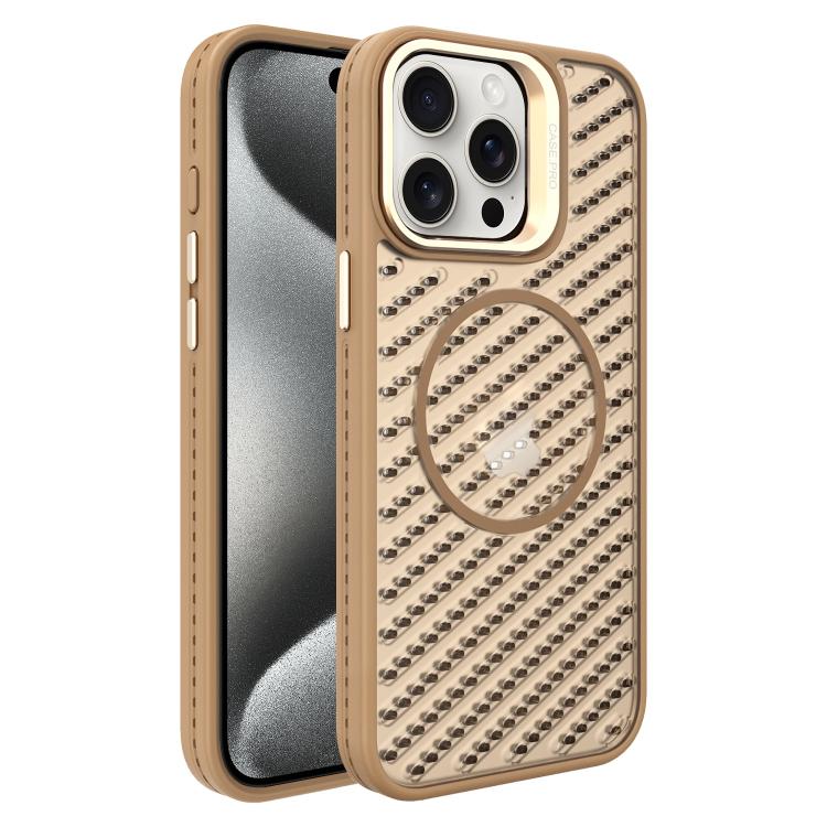 For iPhone 15 Pro Max O-Shape Hollow Cooling Lens Holder MagSafe Phone Case