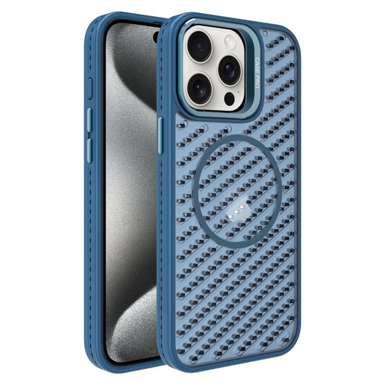 For iPhone 15 Pro Max O-Shape Hollow Cooling Lens Holder MagSafe Phone Case