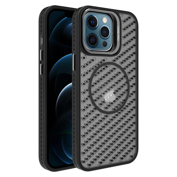 For iPhone 12 Pro Max O-Shape Hollow Cooling Lens Holder MagSafe Phone Case