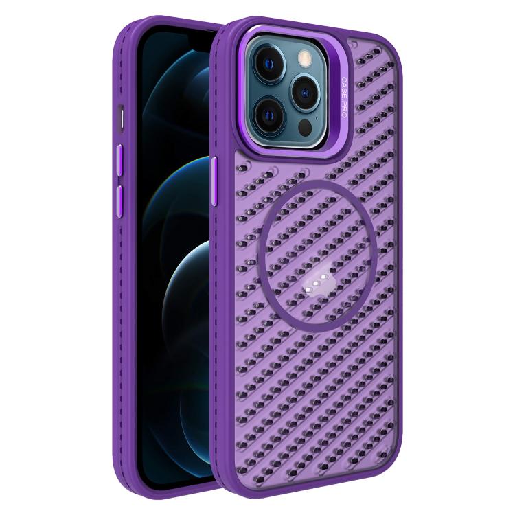 For iPhone 12 Pro Max O-Shape Hollow Cooling Lens Holder MagSafe Phone Case