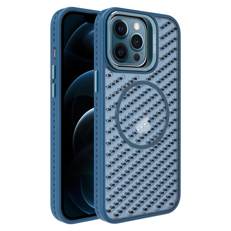 For iPhone 12 Pro Max O-Shape Hollow Cooling Lens Holder MagSafe Phone Case
