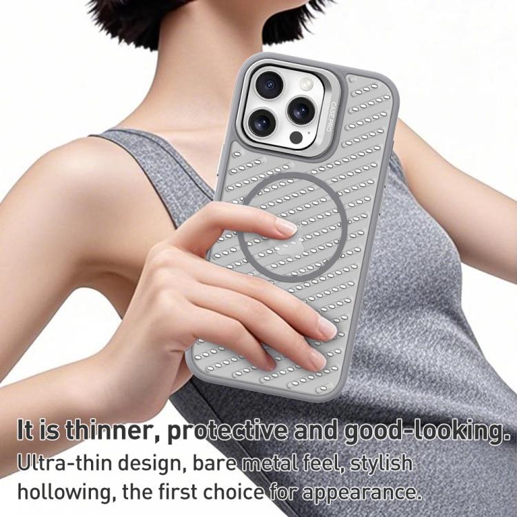 For iPhone 15 O-Shape Hollow Cooling Lens Holder MagSafe Phone Case